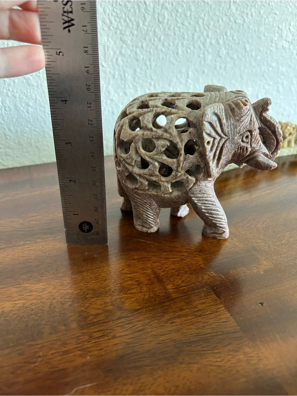 Handcrafted Carved Stone Elephant & Turtle Figurines - Neutral Tones